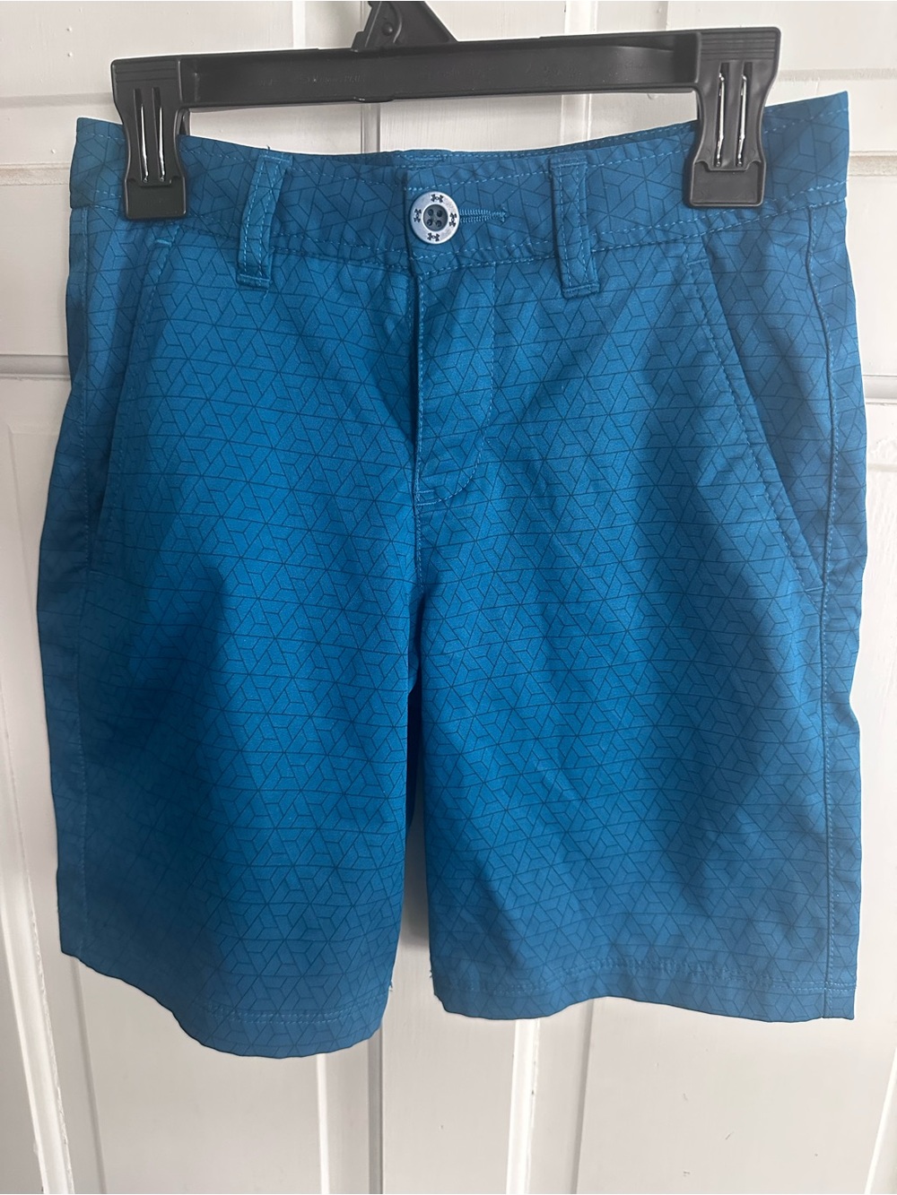 Under Armour Teal Blue Geometric Kids' Flat Front Shorts